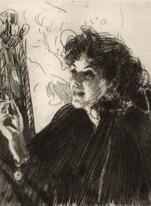 Anders Zorn (1860-1920) Cigarettrökerska II, etsning 157 x 117